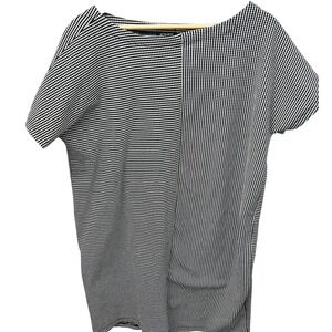 Jones New York Black White Gingham Check Boat Neck Short Sleeve Tunic Dress 16